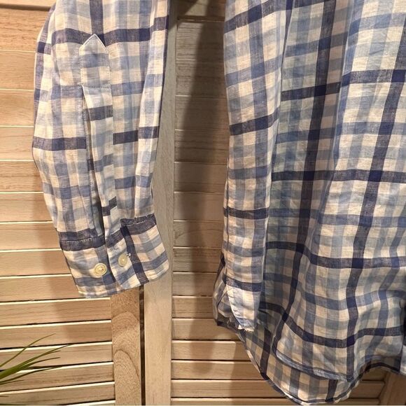 Joseph Turner Linen Button Down Plaid Shirt XL - Picture 5 of 10